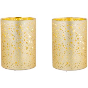2x stuks led kaarsen sterren kaars goud D9 x H12 cm - Woondecoratie - Elektrische kaarsen - Kerstversiering