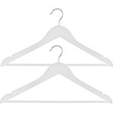 Set van 15x stuks houten kledinghangers wit 44 x 24 cm - Kledingkast hangers/kleerhangers