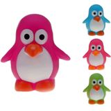 Pinguin/badeendjes - rubber - 2 stuks - roze en blauw - 6 cm - bad speelgoed