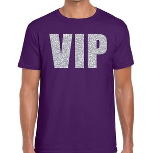 VIP zilver glitter tekst t-shirt paars voor heren