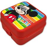 Disney Mickey Mouse broodtrommel/lunchbox voor kinderen - rood - kunststof - 14 x 8 cm