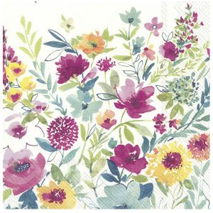60x Gekleurde 3-laags servetten bloemen 33 x 33 cm - Voorjaar/lente bloemen thema