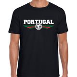 Portugal landen / voetbal t-shirt met wapen in de kleuren van de Portugese vlag - zwart - heren - Portugal landen shirt / kleding - EK / WK / voetbal shirt