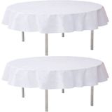 2x Witte ronde tafelkleden/tafellakens 240 cm non woven polypropyleen - Ronde tafelkleden Opaque White - Witte tafeldecoraties