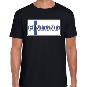 Finland landen t-shirt zwart heren - Finland landen shirt / kleding - EK / WK / Olympische spelen outfit