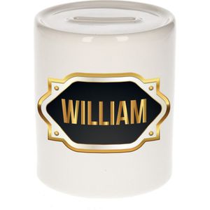William naam cadeau spaarpot met gouden embleem - kado verjaardag/ vaderdag/ pensioen/ geslaagd/ bedankt