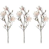 3x Licht roze Magnolia/beverboom kunsttak kunstplant  90 cm - Kunstplanten/kunsttakken - Kunstbloemen boeketten