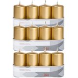 12x Gouden cilinderkaarsen/stompkaarsen 5 x 10 cm 18 branduren - Geurloze goudkleurige kaarsen - Woondecoraties
