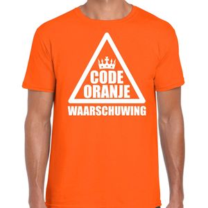 Koningsdag t-shirt Code oranje waarschuwing - oranje - heren - koningsdag / EK/WK outfit / kleding / shirt