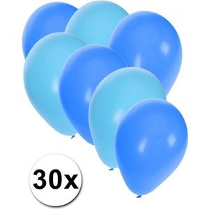 30x ballonnen - 27 cm -  lichtblauw / blauwe versiering