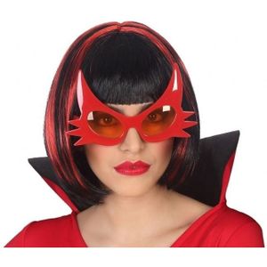 Halloween/horror duivel bril rood voor volwassenen - Halloween verkleed accessoire