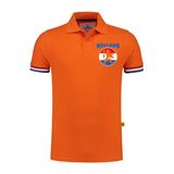 Luxe grote maten Holland supporter poloshirt oranje - 200 gram - heren - leeuw vlagcirkel op borstkast - Nederland fan /EK/WK polo