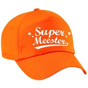 Super meester cadeau pet / baseball cap oranje voor heren -  kado voor meesters/leerkrachten