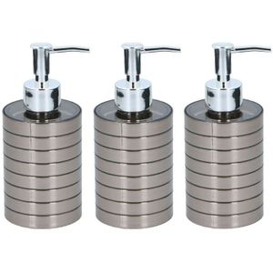 3x Zeeppompjes/zeepdispensers 300 ml zilver - Zeepdispensers met pompje zilverkleurig 3 stuks