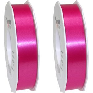 3x XL Hobby/decoratie fuchsia roze kunststof sierlinten 2,5 cm/25 mm x 91 meter- Luxe kwaliteit - Cadeaulint kunststof lint/ribbon