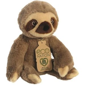 Aurora Eco Nation pluche knuffeldier luiaard - bruin - 24 cm - jungle dieren thema speelgoed