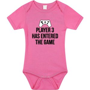 Player 3 entered the game tekst baby rompertje roze meisjes  - Kraamcadeau/ Vaderdag cadeau game liefhebber
