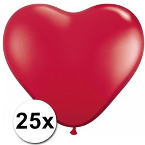 25x Hartjes ballonnen rood 25 cm - Valentijn/bruiloft versiering