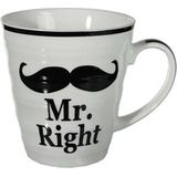 Mr Right en Mrs Always Right cadeau beker set voor hem en haar - Huwelijk/Bruiloft/Valentijnsdag- cadeautje