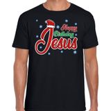 Fout Kerst shirt / t-shirt - Happy birthday Jesus / Jezus - zwart - heren - kerstkleding / kerst outfit