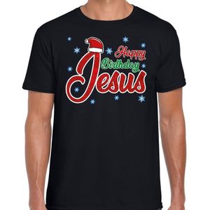 Fout Kerst shirt / t-shirt - Happy birthday Jesus / Jezus - zwart - heren - kerstkleding / kerst outfit