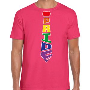 Bellatio Decorations Gay Pride shirt - pride stropdas - regenboog - heren - roze