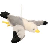 2x stuks pluche vliegende meeuw knuffel 28 cm - Vogels decoratie knuffeldieren