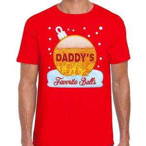 Fout Kerst shirt / t-shirt - Daddy his favorite balls - - bier / biertje - drank -rood voor heren - kerstkleding / kerst outfit