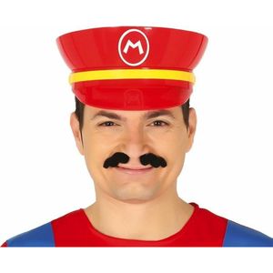 Guirca game verkleed pet - loodgieter Mario - rood - volwassenen  - carnaval/themafeest