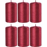 6x Rode cilinderkaars/stompkaars 6 x 10 cm 25 branduren - Geurloze kaarsen rood - Woondecoraties