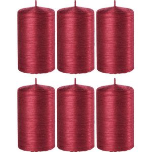 6x Rode cilinderkaars/stompkaars 6 x 10 cm 25 branduren - Geurloze kaarsen rood - Woondecoraties