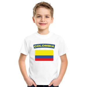 Colombia t-shirt met Colombiaanse vlag wit kinderen