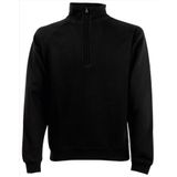 Zwarte fleece sweater/trui met rits kraag voor heren/volwassenen - Katoenen/polyester sweaters/truien