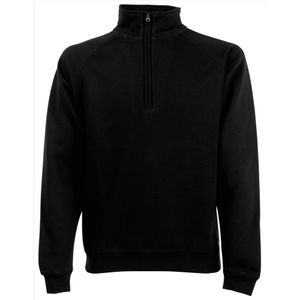 Zwarte fleece sweater/trui met rits kraag voor heren/volwassenen - Katoenen/polyester sweaters/truien