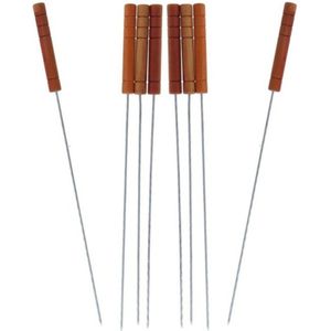 24x Barbecuespiezen/vleespennen houten handvat 32 cm - Barbecue/bbq spiezen/pennen