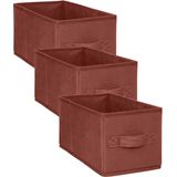 5Five Opbergmand/kastmand - 3x stuks - 7 liter - bordeaux rood - Vakkenkast manden