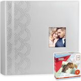 Luxe fotoboek/fotoalbum Anais bruiloft/huwelijk met 50 paginas wit 32 x 32 x 5 cm inclusief 500 fotoplakkers/stickers