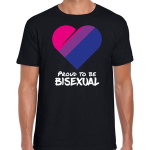 T-shirt proud to be bisexual - pride vlag hartje shirt - zwart - heren -  LHBT - Gay pride kleding / outfit
