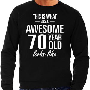 Awesome 70 year - geweldige 70 jaar cadeau sweater / trui zwart heren -  Verjaardag cadeau / kado sweater