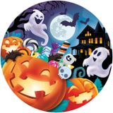 Fiestas Guirca Halloween/horror pompoen bordjes - 18x - oranje - papier - D23 cm