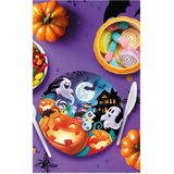 Fiestas Guirca Halloween/horror pompoen bordjes - 18x - oranje - papier - D23 cm