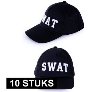10x Politie SWAT baseball caps verkleedkleding voor volwassenen - verkleedkleding accessoires