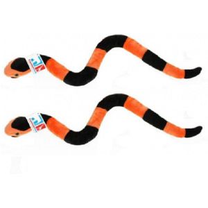 Set van 2x stuks knuffeldieren pluche slang van ongeveer 45 cm - Giftige Halloween enge dieren/beesten