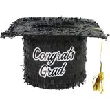 Funny Fashion Pinata van papier  - Geslaagd/graduation hoedje thema - 28 x 29 x 15 cm - Diploma