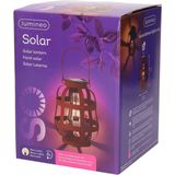 Set van 2x stuks solar lantaarn metaal roest bruin met hengsel 18,5 cm - Tuinlantaarns - Solarverlichting - Tuinverlichting