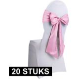 20x Bruiloft stoel decoratie lichtroze strik - Huwelijk stoel versiering - Bruiloft aankleding