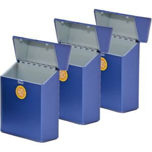 3x Kunststof sigarettendoosjes blauw - Peuken bewaarbox - Sigaretten bewaren