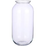Transparante ronde vaas/vazen van glas 19 x 35 cm - Woonaccessoires/woondecoraties - Glazen bloemenvaas - Boeketvaas
