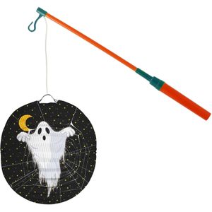 Lampionstokje 40 cm - met spook lampion - zwart - D25 cm - Sint Maarten