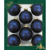 8x Midnight haze donkerblauwe glazen kerstballen mat 7 cm kerstboomversiering - Kerstversiering/kerstdecoratie blauw